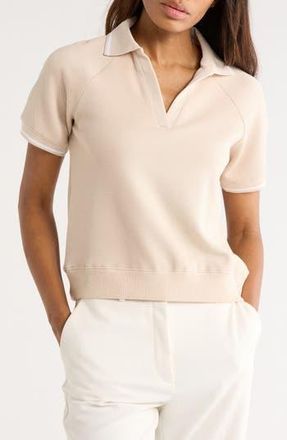 Joie Contrast Stripe Polo in Moroccan Sand/White at Nordstrom Rack, Size X-Small