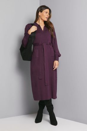 Wallis Womens Collared Belted Midi Dress - Purple Viscose - Size X-Large
