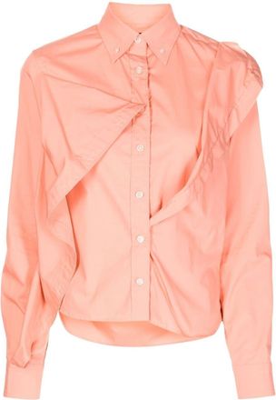 Kolor asymmetric-detail long-sleeve shirt - women - Cotton - 2 - Pink