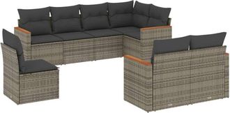 vidaXL Vidaxl - Set De Sof&aacute;s De Jard&iacute;n 8 Pzas Y Cojines Rat&aacute;n Sint&eacute;tico Gris