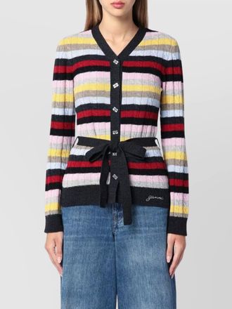 Ganni striped cardigan with belted waist