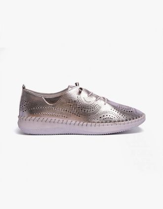 Lotus Womens Lotus KATYA Womens Bungee-Lace Trainers Silver - Size: 4