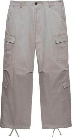 Msgm Grijze Cargo Broek met Trekkoord - Heren - Straight fit broeken - Grijs - M - Katoen - Broeken