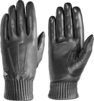 Pearlwood Lederhandschuhe PEARLWOOD MIMI, Damen, Gr. 7.5, schwarz, Lammleder, unifarben, Handschuhe Lederhandschuhe, weiches Fleecefutter, Temperaturregulierend