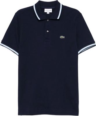 Lacoste Polo in cotone con applicazione logo - Blu