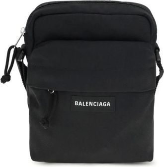 Balenciaga Messenger Bags, male, Black, Size: ONE SIZE Polyamide Shoulder Bag with Adjustable Strap