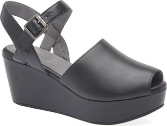 Chocolat Blu Wagga Platform Wedge Sandal in Black Leather at Nordstrom, Size 7.5