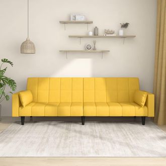 vidaXL Vidaxl - Sof&aacute; Cama De 2 Plazas Con Dos Almohadas Tela Color Amarillo