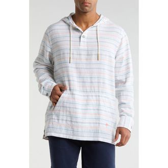 Tommy Bahama Castelo Baja Stripe Linen Blend Pullover Hoodie in White at Nordstrom, Size Xxx-Large