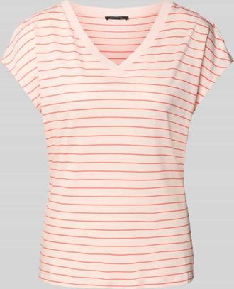 Comma T-Shirt mit V-Ausschnitt in Taupe, Gr&ouml;&szlig;e 36