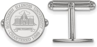 Diamond2Deal Sterling Silver Rhodium-plated Southern Illinois University Crest Cuff Links