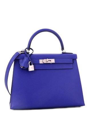 Herm&egrave;s Borsa a mano Kelly 28 in pelle Epsom con dettagli in palladio - Blu