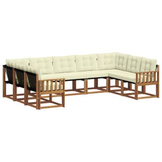vidaXL Conjunto De Sof&aacute;s De Exterior Con Coj&iacute;n 9 Pcs Natural Y Crema Vidaxl