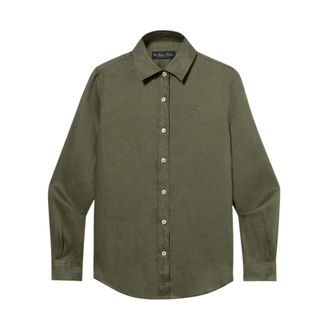 Brooks Brothers Linnen Overhemd met Logo - Dames - Overhemden - Groen - M - Linnen - Overhemden