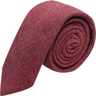 King & Priory Maroon Herringbone Tie