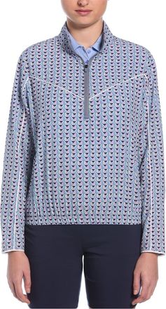 Callaway Lichtgewicht dames-top met geometrisch patroon en kwartritssluiting (Vuursteen)