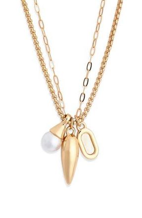 Nordstrom Rack Cluster Charm Necklace in Clear- White- Gold at Nordstrom Rack