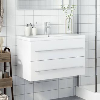 Berkfield Home Elegant Bathroom Sink Cabinet with Built-in Basin White