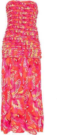 Farm Rio Abito midi Flying Birds - Rosa