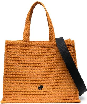 Patou JP raffia tote bag - women - Raffia - One Size - Orange