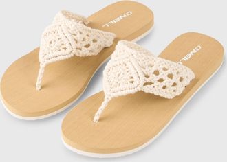 O'Neill Zehentrenner ONEILL DITSY CROCHET SANDALS, Damen, Gr. 36, snow wei&szlig;, Synthetik, Schuhe Zehentrenner, Sommerschuh, Sandale, Schlappen, mit Gummilaufsoh