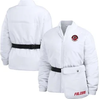 WEAR by Erin Andrews Womens WEAR by Erin Andrews White Atlanta Falcons Packaway Full-Zip Puffer Jacket at Nordstrom, Size Medium