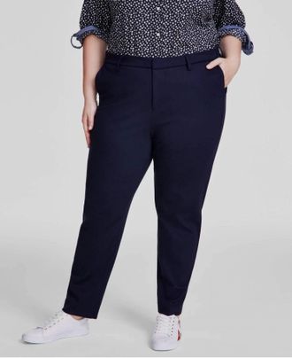 Tommy Hilfiger Womens Flex Plus Hampton Pant In Navy
