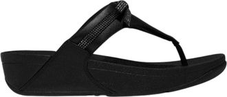 FitFlop Dames Lulu Glitter Strik Leren Tussenstuk Wedge Sandalen (Zwart)