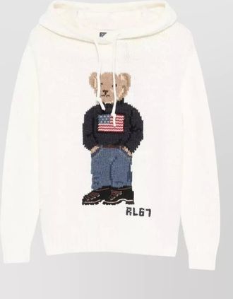 Polo Ralph Lauren bear linen blend hooded knit sweater