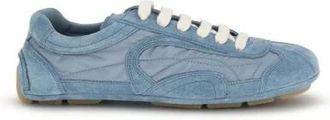 Prada Re-Nylon en su&egrave;de sneakers met veters - Dames - Sneakers - Blauw - 38 1/2 EU - Nylon - Schoenen