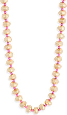 Nordstrom Rack Metallic Beaded Necklace in Pink- Gold at Nordstrom Rack