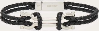 Ferragamo Men Double Gancini bracelet (20cm) Black