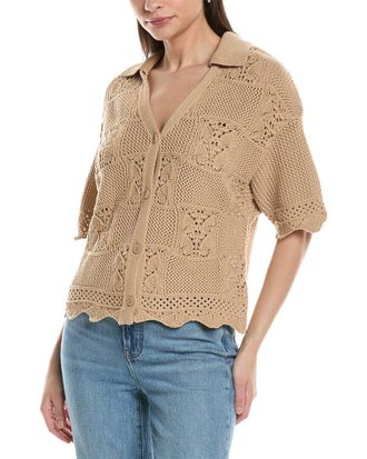 NVLT Nvlt Short Sleeve Wavy Crochet Shirt