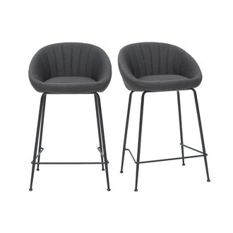 Miliboo Miliboo - Taburetes De Bar Tejido Gris Oscuro 65 Cm (lote De 2) Sheru
