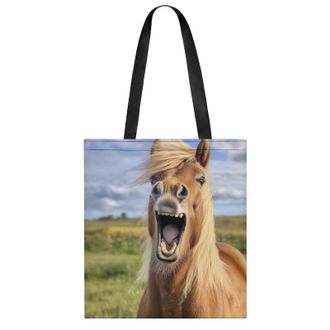 Generic Horse Laughing Womens Tote Casual Shopping Bag Lightweight Shoulder Bags Hobos Handbag for Work Travel Daily 35x40cm