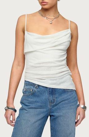 Edikted Asymmetric Cowl Neck Camisole in White at Nordstrom, Size X-Small