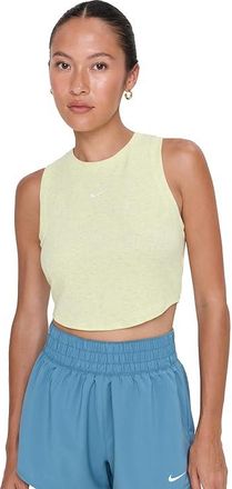 Nike Sportswear Chill Knit Tight Cropped Mini-Rib Tank Top Womens Workout Barely Volt/Heather/Sail : SM (US 4-6), Lyocell/Polyester/Spandex