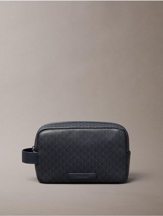 Calvin Klein Mens Allover Emblem Logo Zip Dopp Kit - Blue