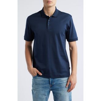 BOSS Phillipson Mercerized Cotton Polo in Dark Blue at Nordstrom Rack, Size X-Large