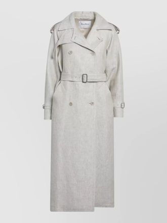 Max Mara long jacket back vent buttoned cuffs epaulettes