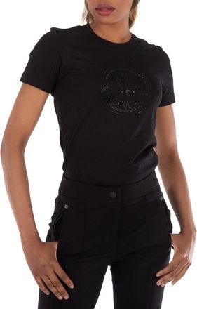 Moncler Embellished- Crystal Logo T-Shirt, Size XX-Small