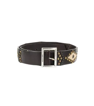 Golden Goose Dark Brown Studded Buckle Belt