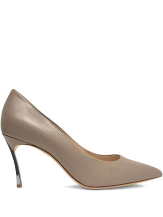 Casadei 80mm Samurai Blade pointed-toe metallic-heel pumps - women - Calf Leather/Calf Leather/Calf Leather - 37 1/2 - Neutrals