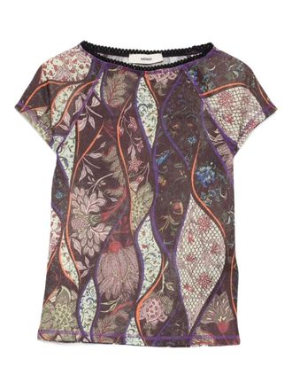 Siedres floral-pattern mesh top - MULTI