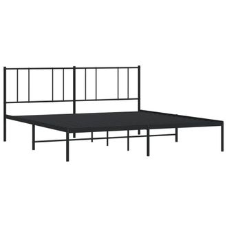 Berkfield Home Metal Bed Frame with Headboard Black 180x200 cm Super King
