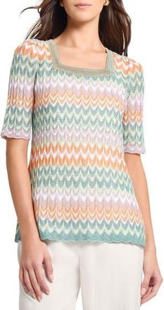 Misook Pointelle Zigzag Knit Tunic in Green/mult at Nordstrom Rack, Size Xx-Large