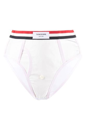 Thom Browne Slip con banda logo - Bianco
