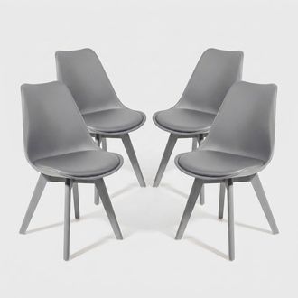 Oresteluchetta Juego De 4 Sillas De Cocina De Polipropileno Gris Smart Full Grey