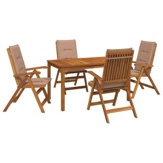 vidaXL Juego De Comedor De Jard&iacute;n De 5 Piezas Natural Vidaxl