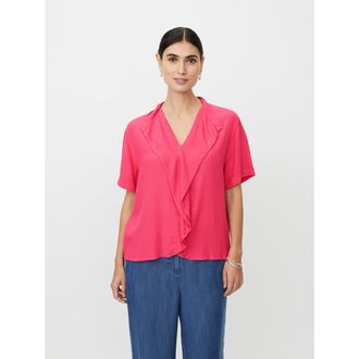 Masai MaDyvora V-Neck Ruffle Blouse in Carmine at Nordstrom, Size X-Small
